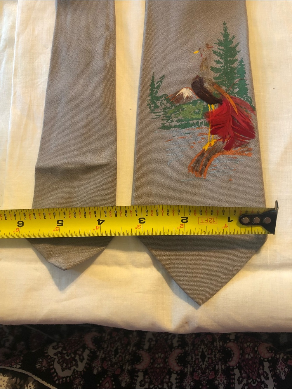 jcpenney Gray Tie with Colorful Bird Motif